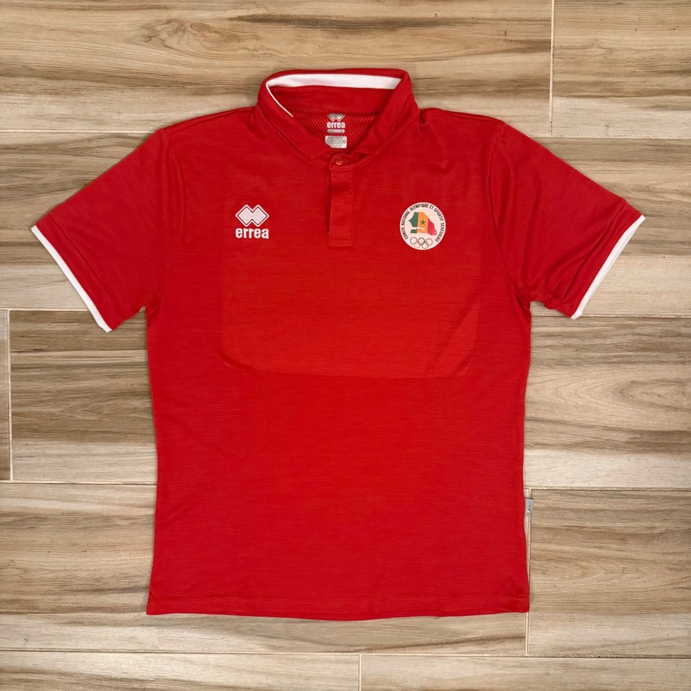 Errea Senegal Olympic Committee Polo Shirt Mens Large Red Soccer Sportswear L